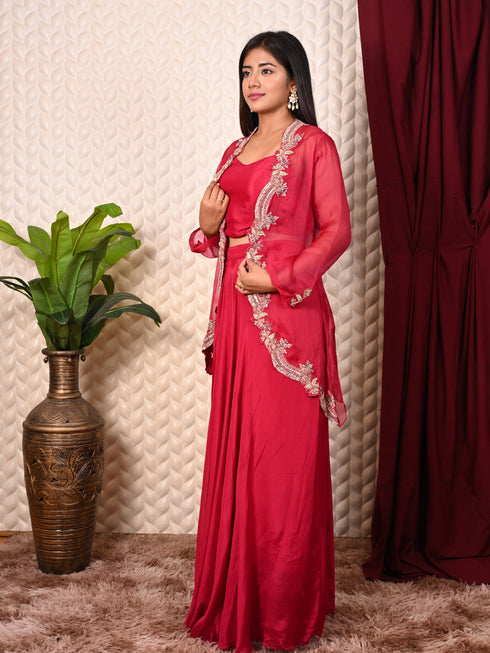 Indo-western set with cut work